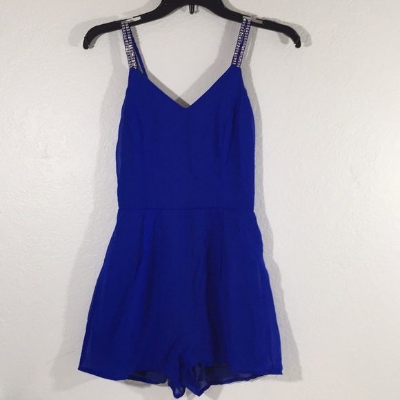Charlotte Russe Royal Blue Romper with Rhinestones - Picture 1 of 6